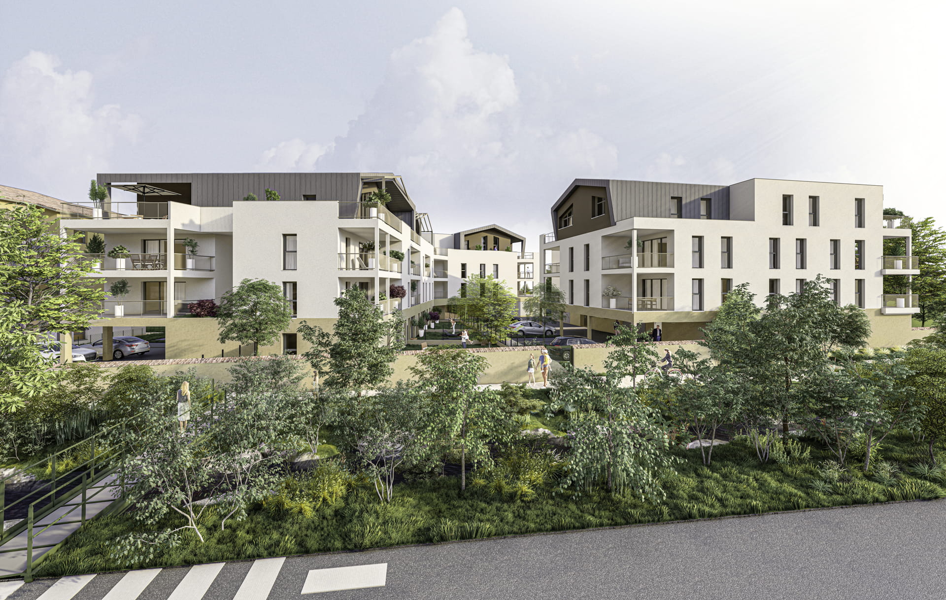 Construction d'un pôle de 77 logements avec centres d'activités et services. // RE 2020 // NF HABITAT // Vindry architecture